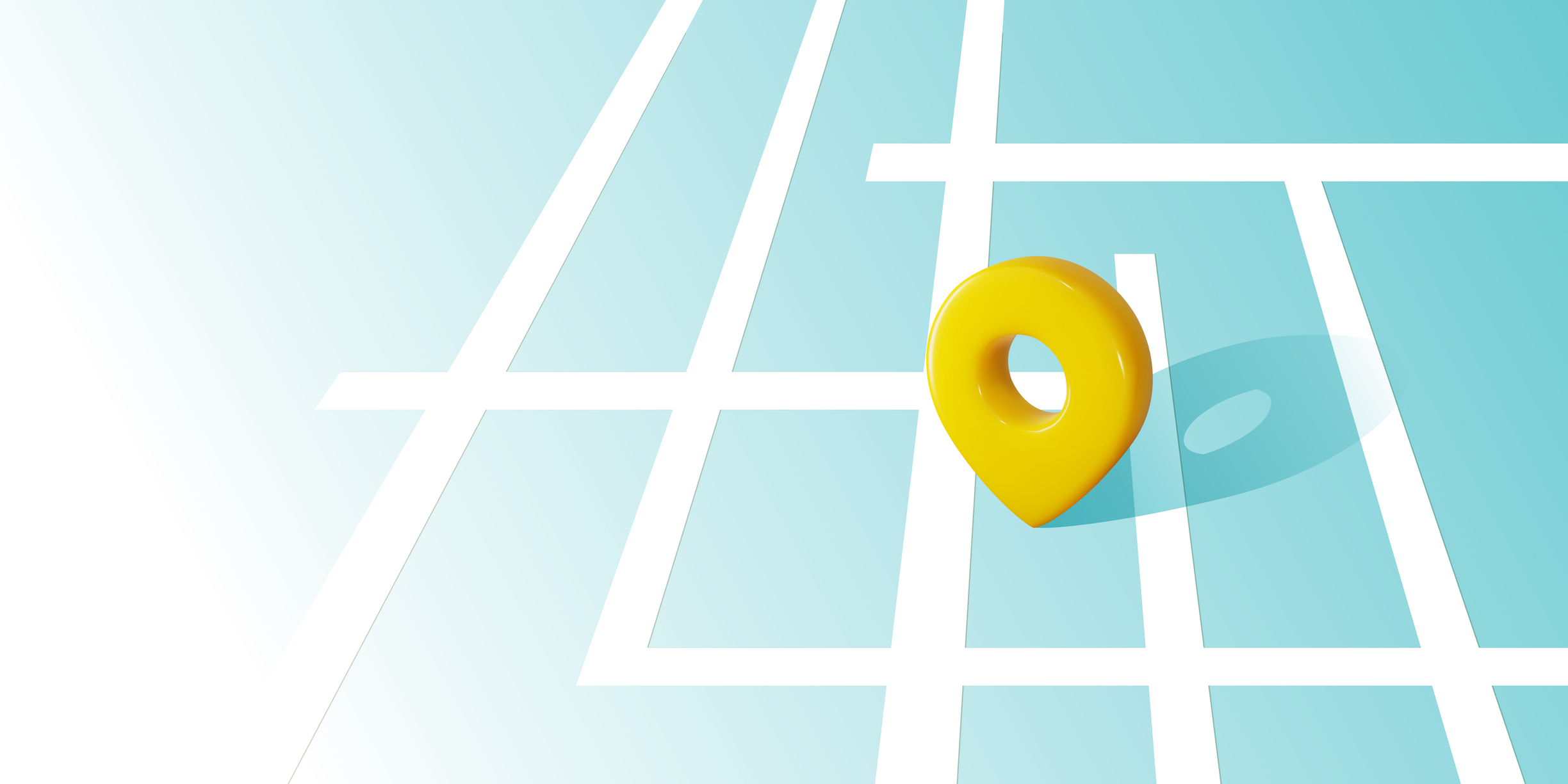 Locator mark city map shows destination, address, geo position, gps coordinates. 3d pin icon placed on street crossroads as direction point.